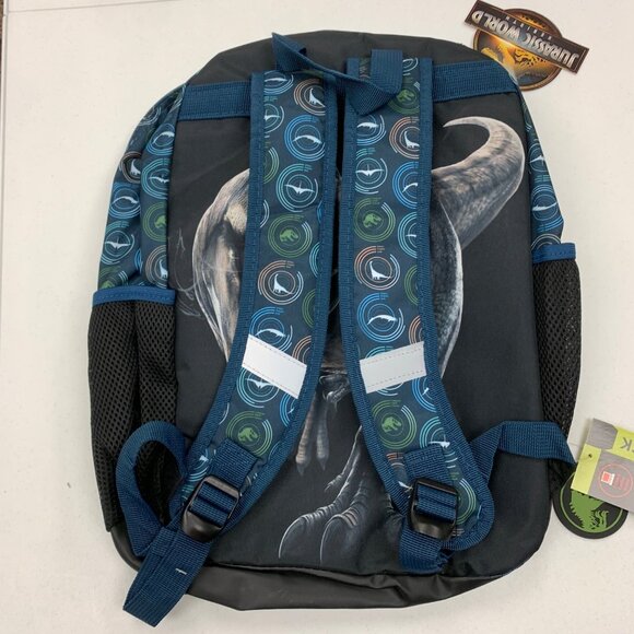 Jurassic World 17" Backpack Padded Laptop Sleeve Water-Resistant Blue Dinosaur - Picture 6 of 10